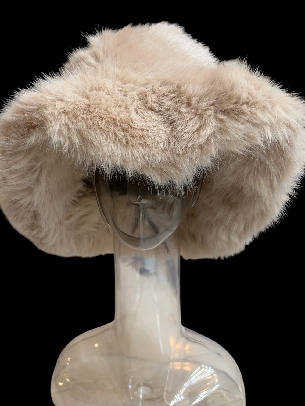 Bucket hat fur 2 tone beige NWT lined